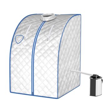   Hordozható gőzszauna 3L/1000W gőzkazánnal & Távirányító & Összecsukható szék & Medicine Box gőzszauna 9 állítható hőmérsékletű ezüst