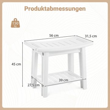   HDPE zuhanyszék tárolópolc fogantyúkkal és zuhanyfej tartóval - Fehér