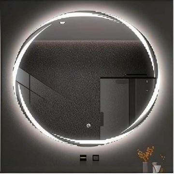   Fürdőszoba tükör világítással, 50 cm-es kerek LED-es fürdőszobai tükör, 3 világos színnel szabályozható