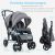 Testvér babakocsi Összecsukható Testvér babakocsi iker babakocsi Twin Buggy szürke