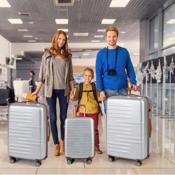  3 részes kemény héjú poggyászkészlet TSA zárral, teleszkópos alumínium fogantyúval & 4 kerékkel, ezüst