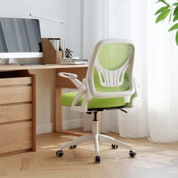   Ergonomikus irodai szék felhajtható karfával és ringató funkcióval. Zöld asztali szék.