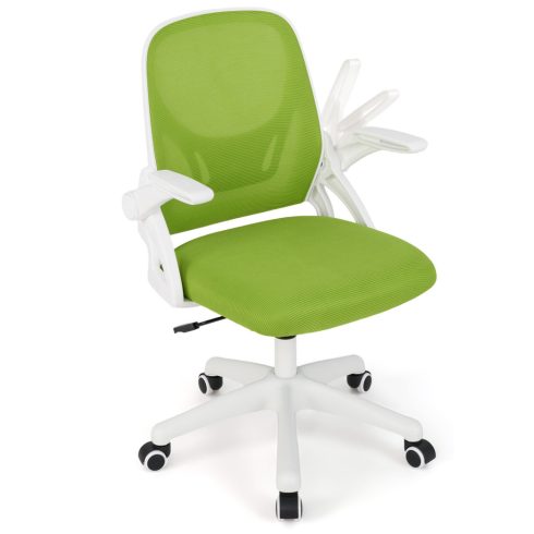 Ergonomikus irodai szék felhajtható karfával és ringató funkcióval. Zöld asztali szék.