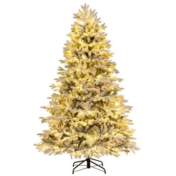   210 cm-es mesterséges karácsonyfa hóval és világító fenyőfával 450 db meleg fehér LED lámpával