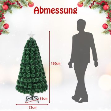   150 cm-es mesterséges karácsonyfa 8 világítási móddal, optikai szálas karácsonyfa