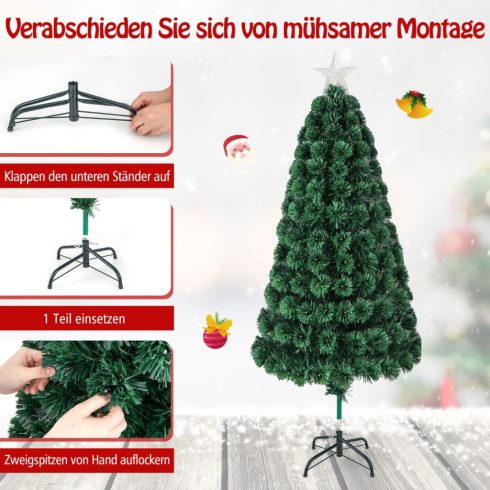 150 cm-es mesterséges karácsonyfa 8 világítási móddal, optikai szálas karácsonyfa