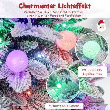   100 cm-es előre megvilágított mesterséges karácsonyfa havas edényben 148 PVC és PE hegyek 80 színes LED lámpával