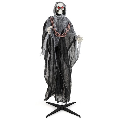 6.4 láb magas Halloween-i Grim Reaper világító szemekkel és ijesztő hangokkal