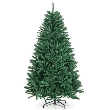   Mesterséges karácsonyfa 180 cm 1355 PVC ágakkal, összecsukható fém állvány zsanérokkal, gyors telepítés, zöld