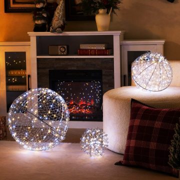   3 darab LED dekoratív gömb szett függesztéshez és állításhoz LED gömbökkel 435 LED-del karácsonyi díszítéshez