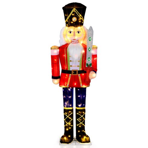 157 cm magas karácsonyi diótörő figura 100 LED fényekkel Megvilágított karácsonyi dekoráció XXL