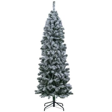   180 cm-es előre megvilágított karácsonyfa, csuklós fa 533 hóval borított PVC ággal, 260 meleg fehér LED lámpával, 8 mód, összecsukható fém állvány