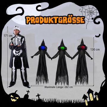   Kültéri Halloween Boszorkány Dekoráció LED Világító Arccal