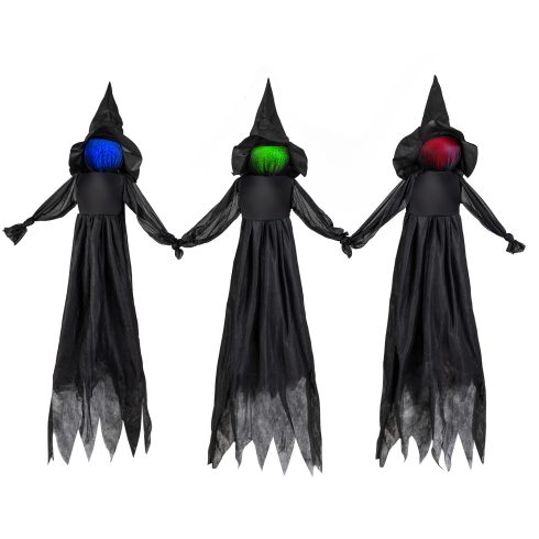 Kültéri Halloween Boszorkány Dekoráció LED Világító Arccal