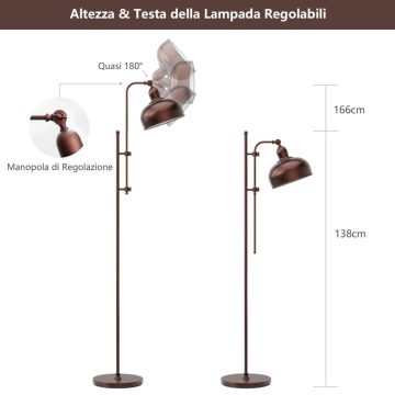   Rusztikus asztali lámpa bronz bevonattal és fém kerettel, állólámpa nappaliba, hálószobába és irodába