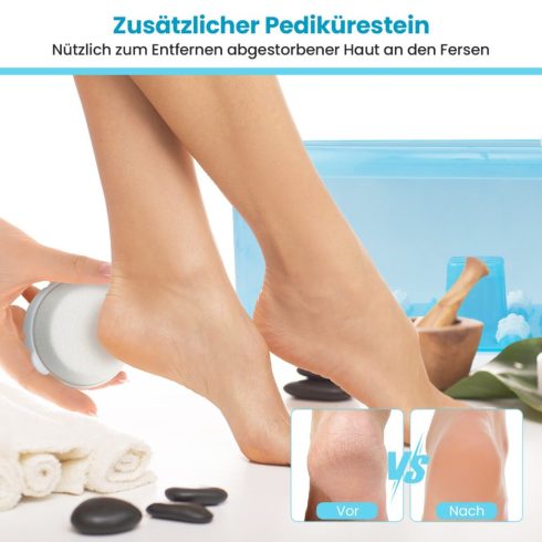 Lábmasszírozó lábfürdő kivehető pedikűrkővel, 1 órás automatikus kikapcsolás, kék