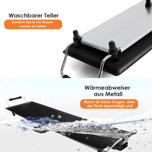 1800 W elektromos rács beltéri BBQ grill állítható hőmérsékletű 90 x 23 cm fekete