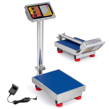   Digitális platformmérleg 150 kg-os, rozsdamentes acélból készült csomagmérleg kettős tápegységgel 58 x 30 x 75 cm