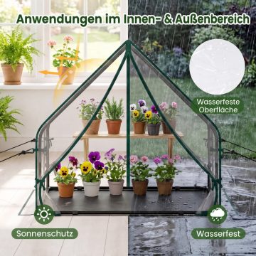  Mini üvegház fém kerettel, vízálló aljzattal és szélzsinórokkal-S