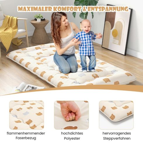90 x 200 cm-es japán futon matrac mosható huzattal & Hordtáska Tatami Mat Barnamedve
