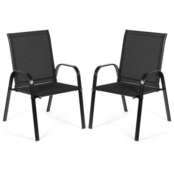2 db Patio Outdoor étkező szék karfával - fekete