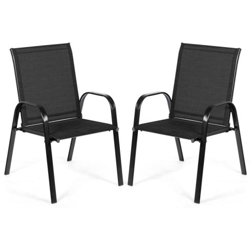 2 db Patio Outdoor étkező szék karfával - fekete