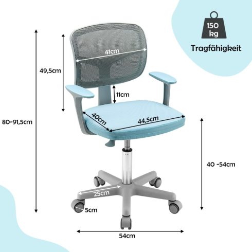 Állítható magasságú íróasztal + számítógépes székkészlet tanulóasztal gyermekszék kék
