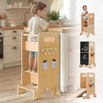   4 az 1-ben Kisgyermek Torony Krétatáblás Csúszdával Montessori Játékok