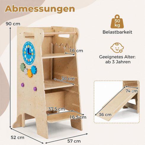 4 az 1-ben Kisgyermek Torony Krétatáblás Csúszdával Montessori Játékok