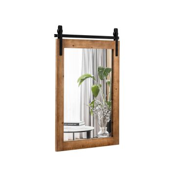   30 x 22 hüvelykes falra szerelhető tükör fa kerettel - barna