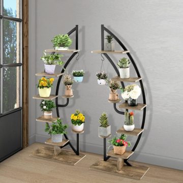   Virágtartó 6 szintes fém félhold alakú növényállvány (2 db)