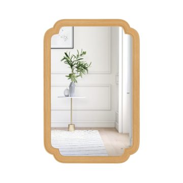   Rounded Corner Arch Wall Mirror for Bathroom Living Room-Natural