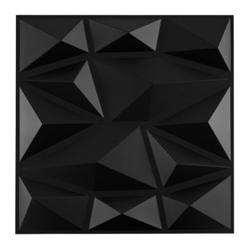   Pack of 50 3D Wall Panels Fire Resistant PVC Wall Decor with Diamond Accent Square Panels 30 x 30cm Covers 4.5m2 Black
