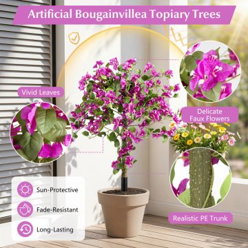   2 csomag mesterséges Bougainvillea fák földelt tüskével és PE-törzsekkel a tornáchoz