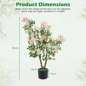   36"-os készlet, 2 db mesterséges impatiens fa mini gyümölcsökkel és selyemvirágokkal - rózsaszín