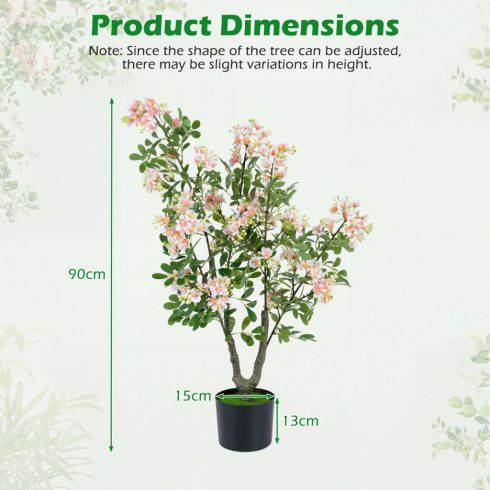 36"-os készlet, 2 db mesterséges impatiens fa mini gyümölcsökkel és selyemvirágokkal - rózsaszín