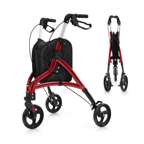 Összecsukható Rollator Walker könnyű alumínium kerettel-piros