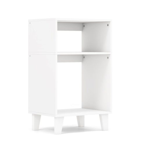 3 szintes oldalasztal éjjeliszekrény polcokkal és lábak 39,5 x 29,5 x 65 cm fehér