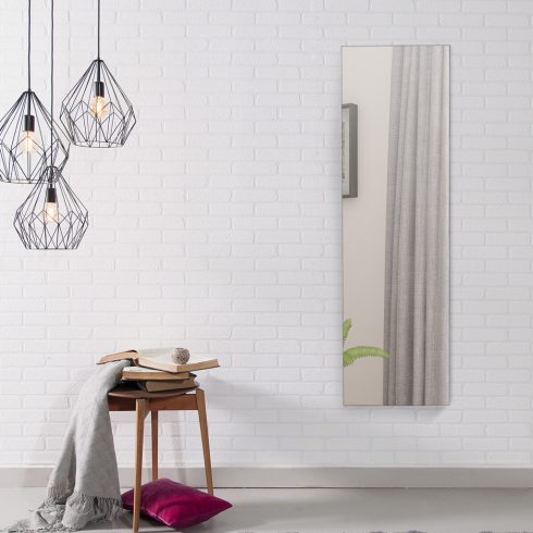 Ékszerszekrény tükörrel és LED lámpával, több tárolóhellyel, ajtóakasztókkal, 120 x 36 x 10 cm, fekete
