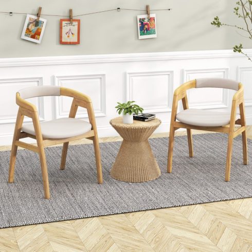 Bambusz étkezőszék kiemelő szék háttámlával és ülőpárnával kárpitozott boho szabadidő szék natúr