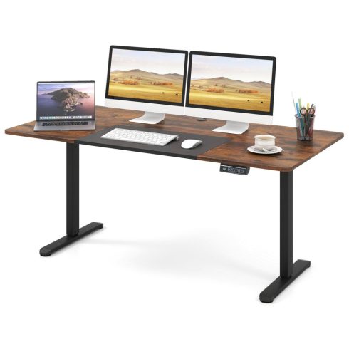 Elektromos állóasztal 140 x 70 cm állítható magasságú íróasztal ergonomikus ülő-állvány íróasztal barna