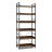   6-Tier Tall Industrial Bookcase with Open Shelves and 4 Hooks-Brown
