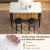 3 részes étkezőasztal-készlet Kitchen Island és 2 bárszék, fehér