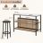   3 részes étkezőasztal-készlet Kitchen Island és 2 bárszék, fehér