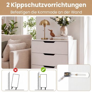   Modern, 3 fiókos komód fémlábakkal és borulásgátló fogantyúkkal – fehér