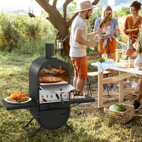 Kültéri pizzasütő 600D oxfordi szövetburkolattal, 12 hüvelykes pizzakővel és grillsütővel