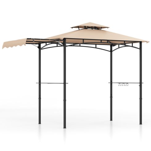 Kültéri barbecue baldachin sátor Grill pavilon oldalsó napellenző - bézs