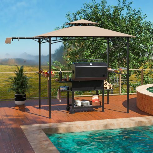 Kültéri barbecue baldachin sátor Grill pavilon oldalsó napellenző - bézs