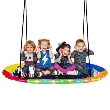   150 cm-es csészealjhinta LED lámpákkal és állítható kötelekkel - színes