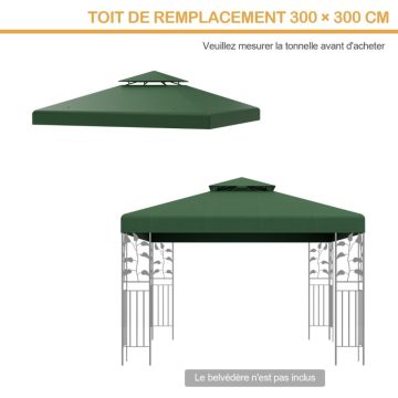   Csere felső fedél 300 x 300 cm-es teraszburkolat a kétszintes pavilonhoz, sötétzöld